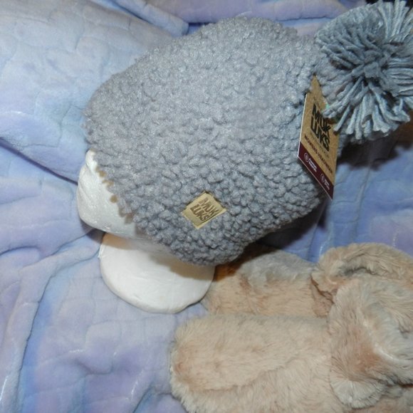 Muk Luks Women's Sherpa Pom Pom Beanie Hat  Grey NWT/NEW - Picture 6 of 14